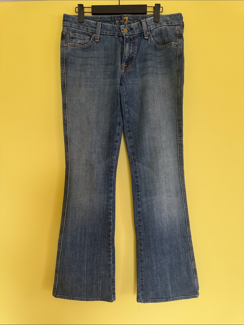 7 For All Mankind Medium Blue Flare Wide Leg Jeans